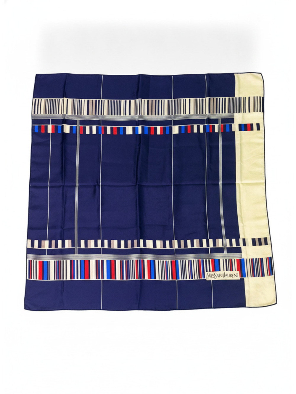 Yves Saint Laurent blue striped silk scarf